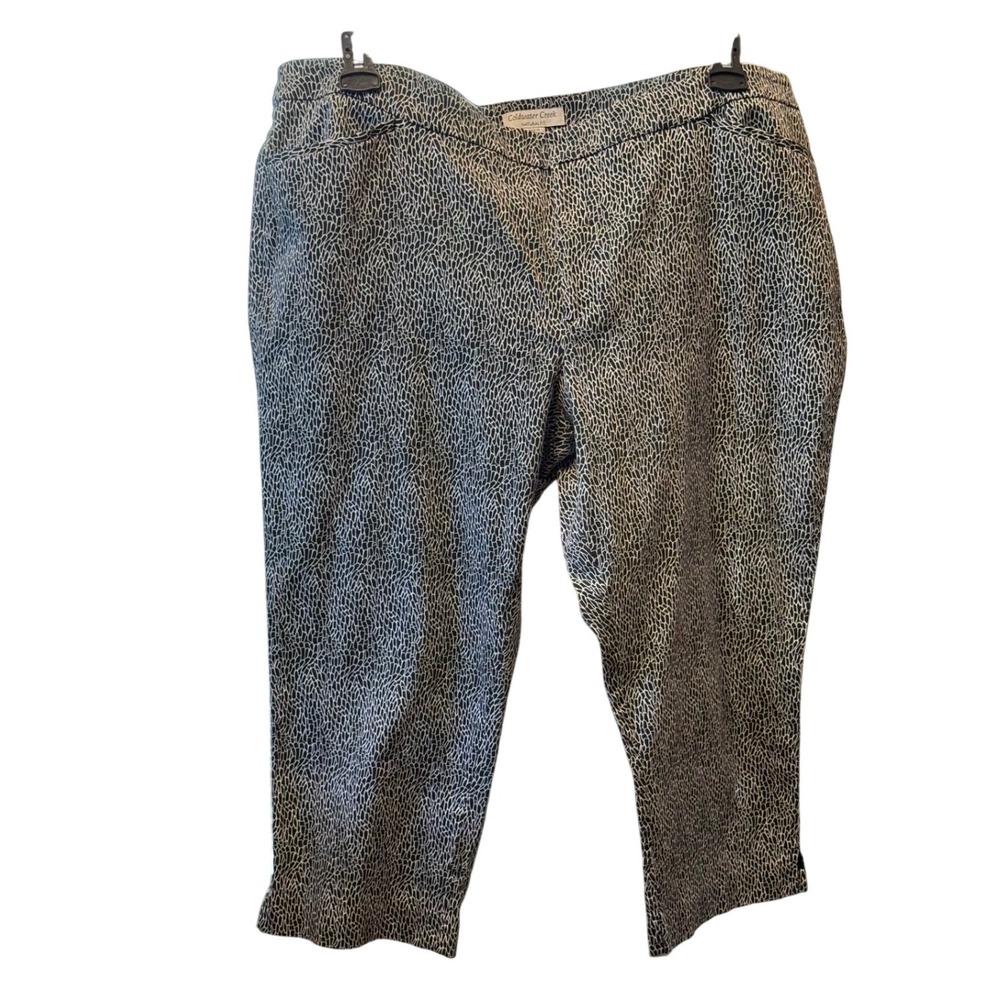 Coldwater Creek Natural Fit Black White‎ Pebble Print Cropped Pants Womens 20